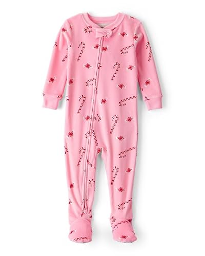 Carter's Baby Girl Pink Peppermints DreamPlush Long-Sleeve Snug Fit 1-Piece Pajamas