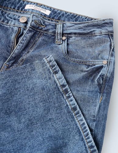 U.S. POLO ASSN. High Rise Straight Fit Jeans (UWAW25JEN382_Dark Blue_32)