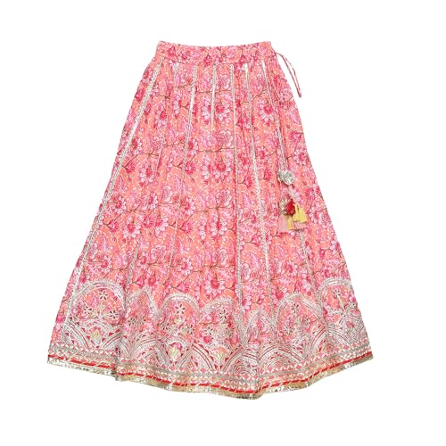 Biba Girls PRINTED SHORT_KURTA KID(KW5403_PEACH_17)