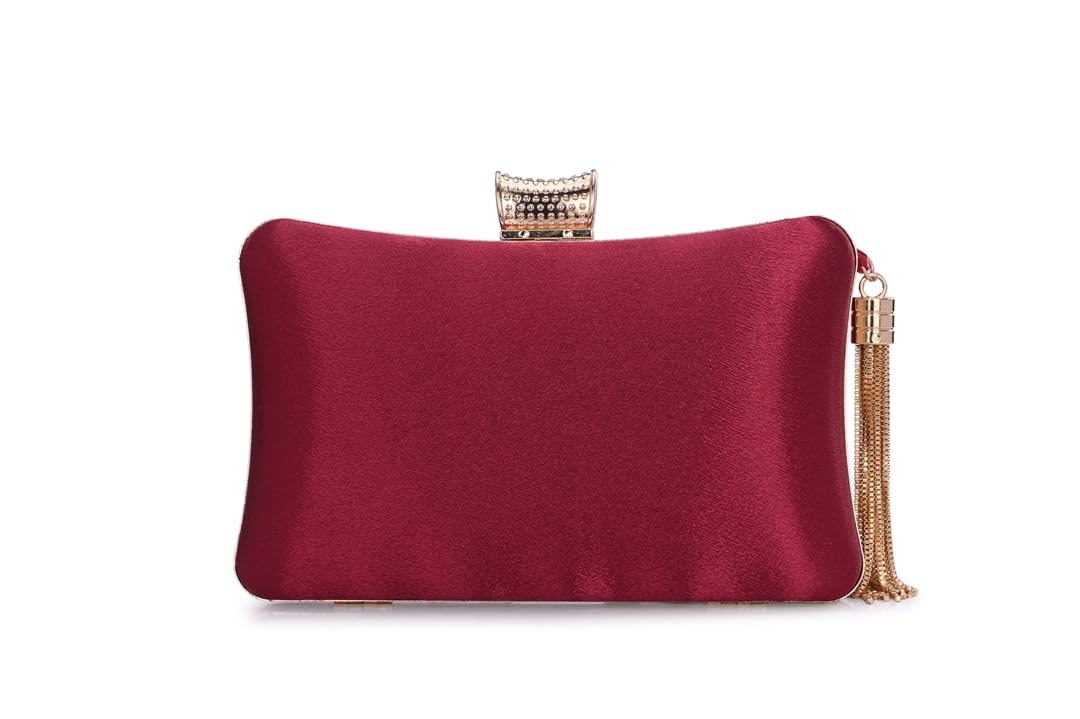 TOOBA Womens Red Handcrafted Beautiful Bling Box Clutch Bag For Ladies