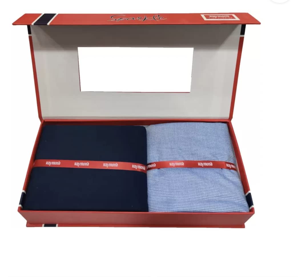 Raymond Fabrics Pant Shirt Fabric Combo Box ( Blue Pant-Shirt, Unstitched , Free Size), Solid
