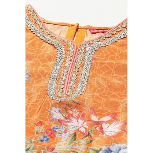 BIBA GIRL PRINTED STRAIGHT KID(KW5445_ORANGE_19)