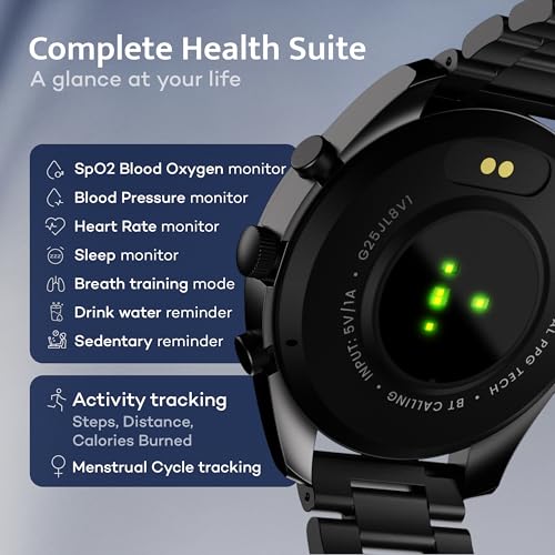 GOBOULT Mirage Smart Watch 1.39''HD Screen, Bluetooth Calling, IP67, Zinc Alloy Frame, 500 Nits Brightness, AI Voice Assistant, SpO2 Monitoring, 120+ Sports Mode (Coal Black)