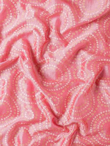 Panzora Women's Pink Vichitra Silk Saree With Unstitched Blouse Piece