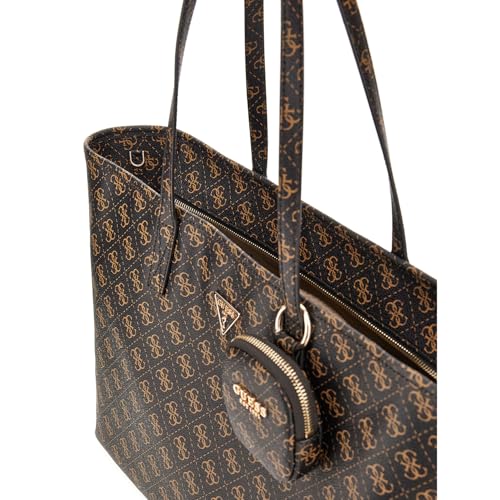 GUESS Brown Logo Printed Power Play Large Tech Tote Bag