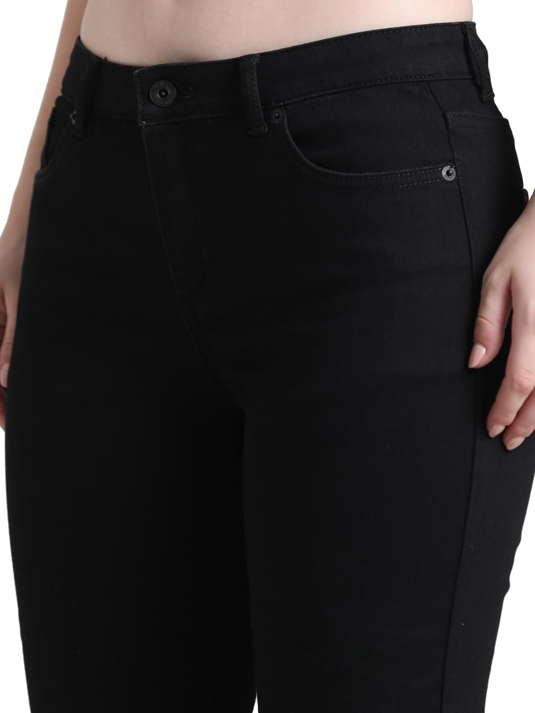 ONLY Women Solid Flared Fit Mid Rise Ankle Length Black Bootcut Jeans