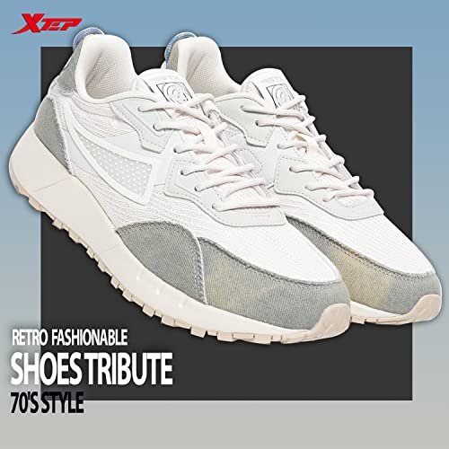 XTEP Women's Grey White Colour Blocking Synthetic Leather RB Casual Shoes (4.5 UK)