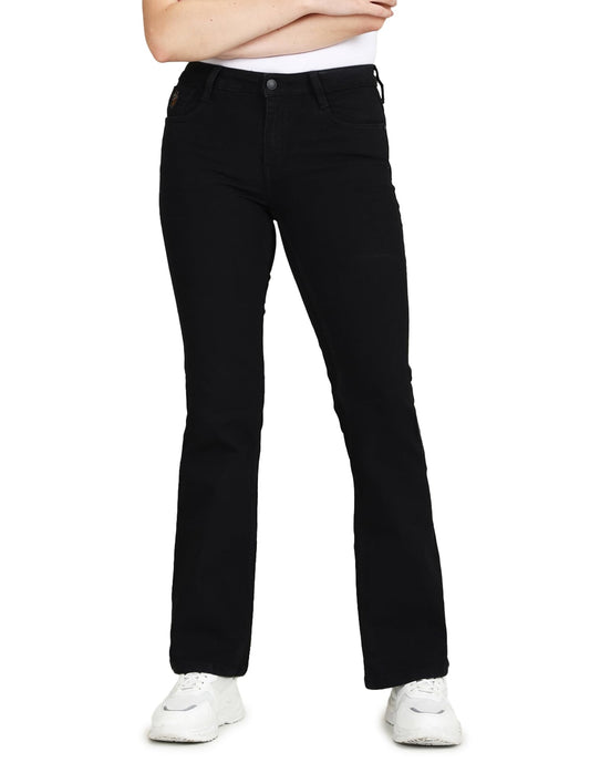 U.S. POLO ASSN. Women's Mid Rise Bootcut Fit Jeans (UWSS23JN018_Black_32)
