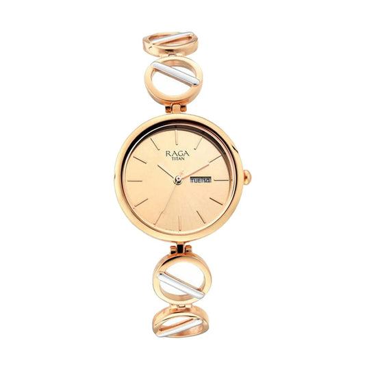 Titan Raga Viva Rose Gold Dial Women Analog Watch with Metal Strap-NS2644KM02/NT2644KM02