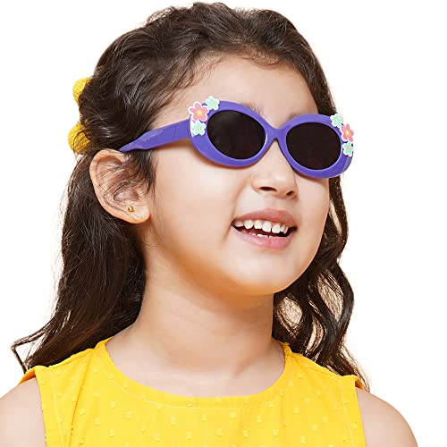 Carlton London Girl's Black Lens & Blue Oval Sunglasses