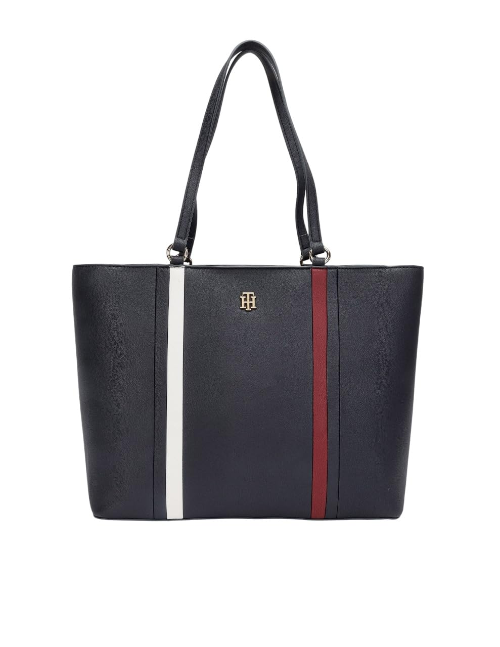 Tommy Hilfiger Striped Navy Pu Tote Bag
