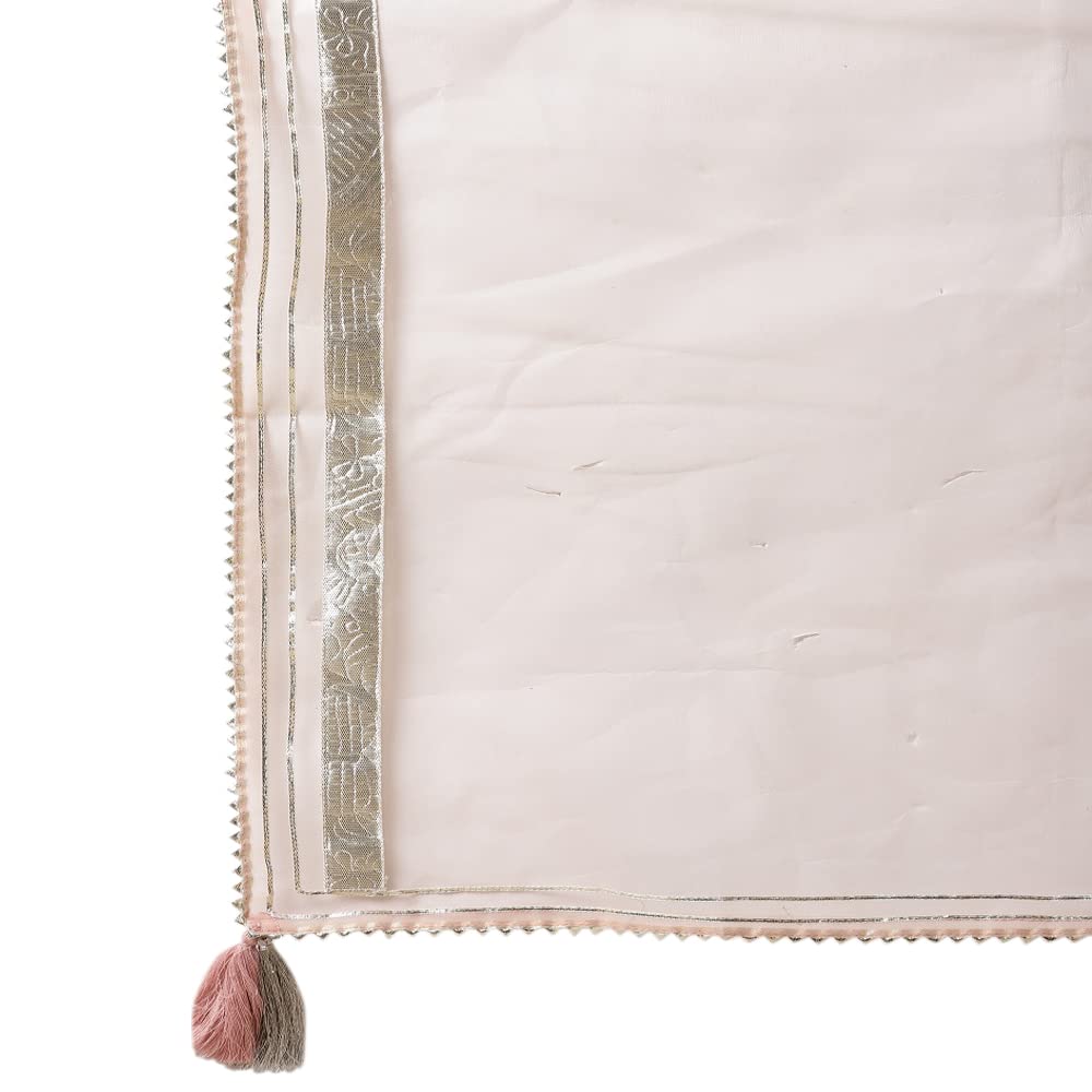 Divena Light Pink Cotton Anarkali Gown Pant set with Net Dupatta