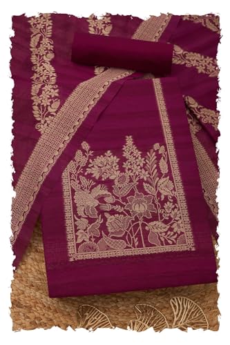 Soch Womens Purple Chanderi Woven Design Unstitch Dress Material