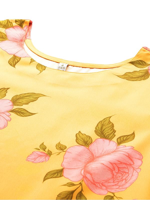 Ahalyaa Women's Polyester Kurta Set (AHKUPZDU-COMBO-1123_Yellow