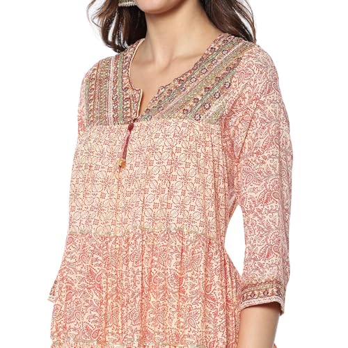 BIBA Women's Cotton Kurta Sets (SKDALBELI10067AW24ECRU_Ecru