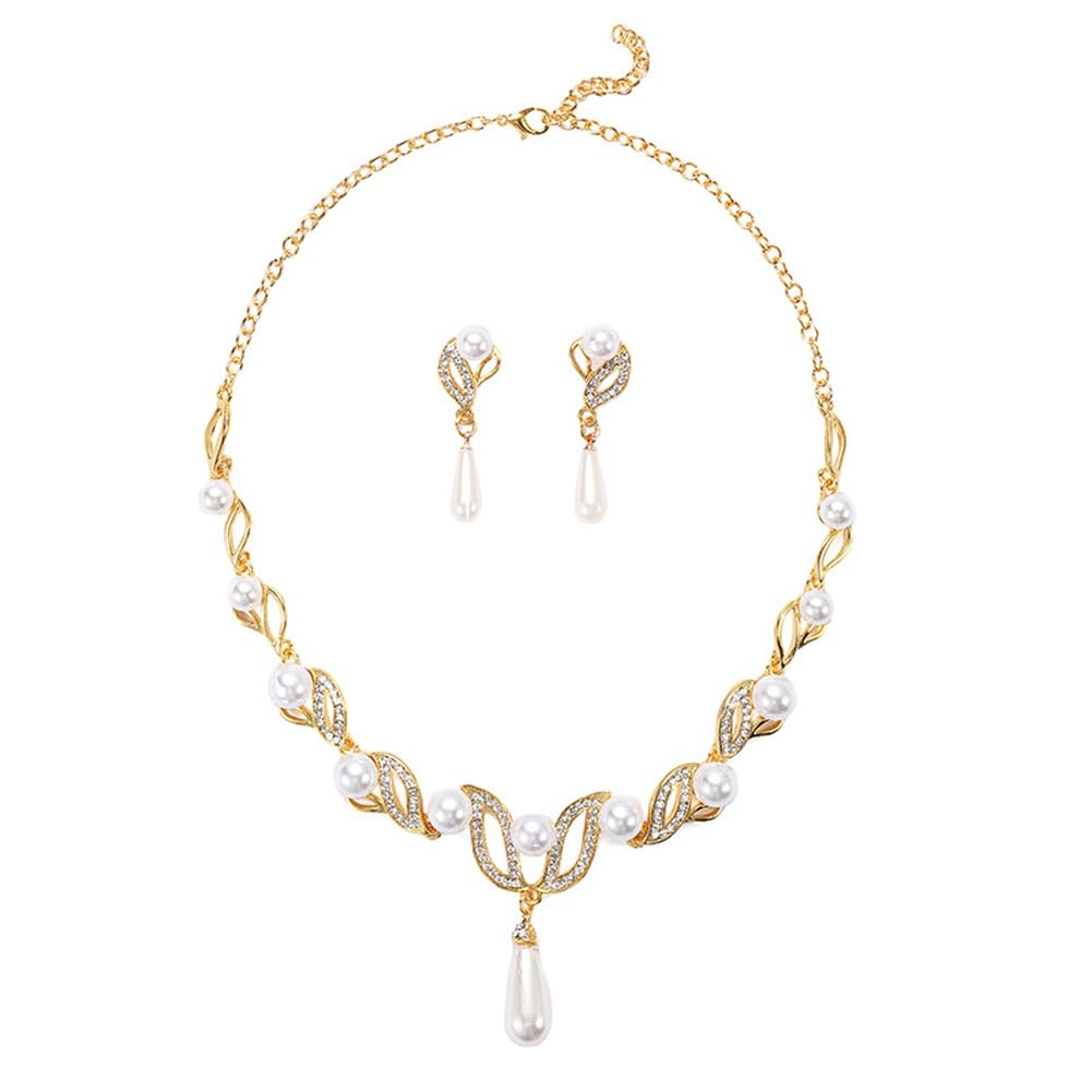 Shining Diva Fashion Latest Stylish Design Fancy Traditional Pearl Necklace Jewellery Set for Women (15121s)