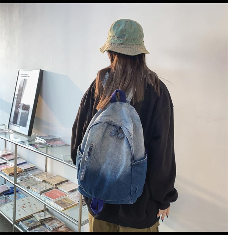 MHT BY MOHIT® New Simple Schoolbag – Denim Canvas Washed Versatile Backpack for Men & Women, Couples