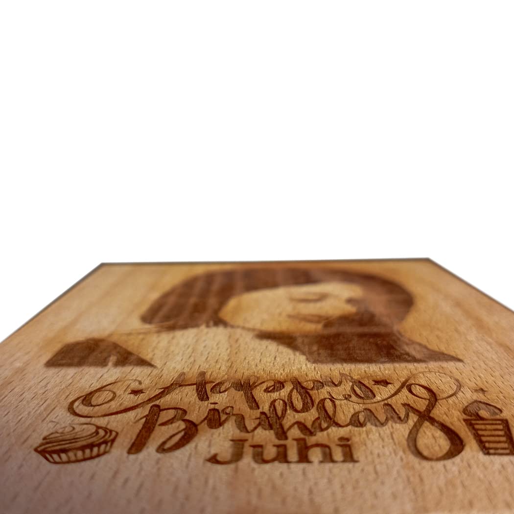 Giftanna Birthday Gift For Women Wooden Personalized Rectangular Photo Frame (5X4 Inches, Brown), Tabletop