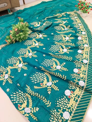 SHYAMLATA Designer Wedding & Party Lehenga Set with Hand Embroidery and Sequins (Rama)
