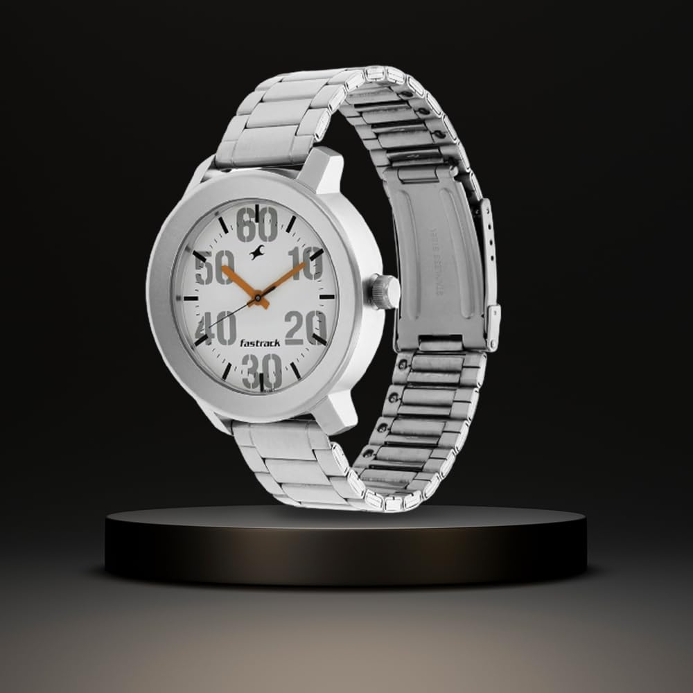 Fastrack Casual Analog Stainless Steel White Dial Silver Band Men's Watch-NL3121SM01/NP3121SM01