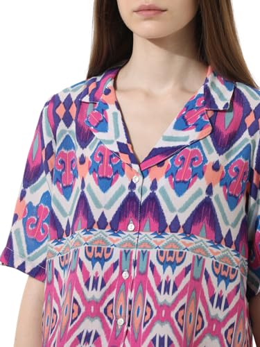 ONLY Women Printed Viscose Purple Shirt