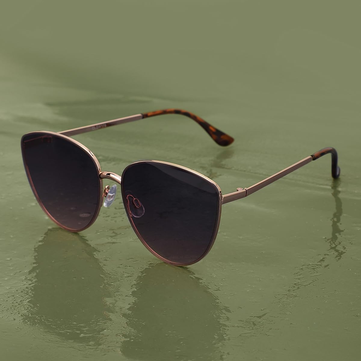 Carlton London Rose Gold & Brown Toned UV Protected Cateye Sunglasses For Women