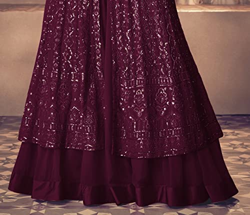 RUDRAPRAYAG Georgette And Santoon Straight Anarkali Gown For Women | Semi-Stitched | Maxi For Women | Gown in Clothing & Accessories