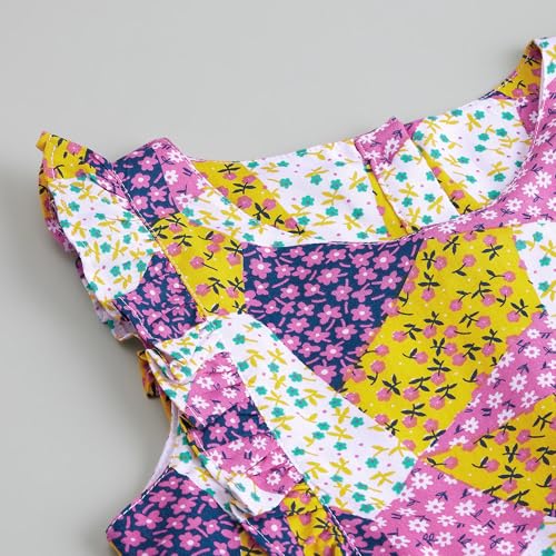 Hopscotch Girls Multi Sleeveless Floral Casual Dress for Ages (5-6 Years)