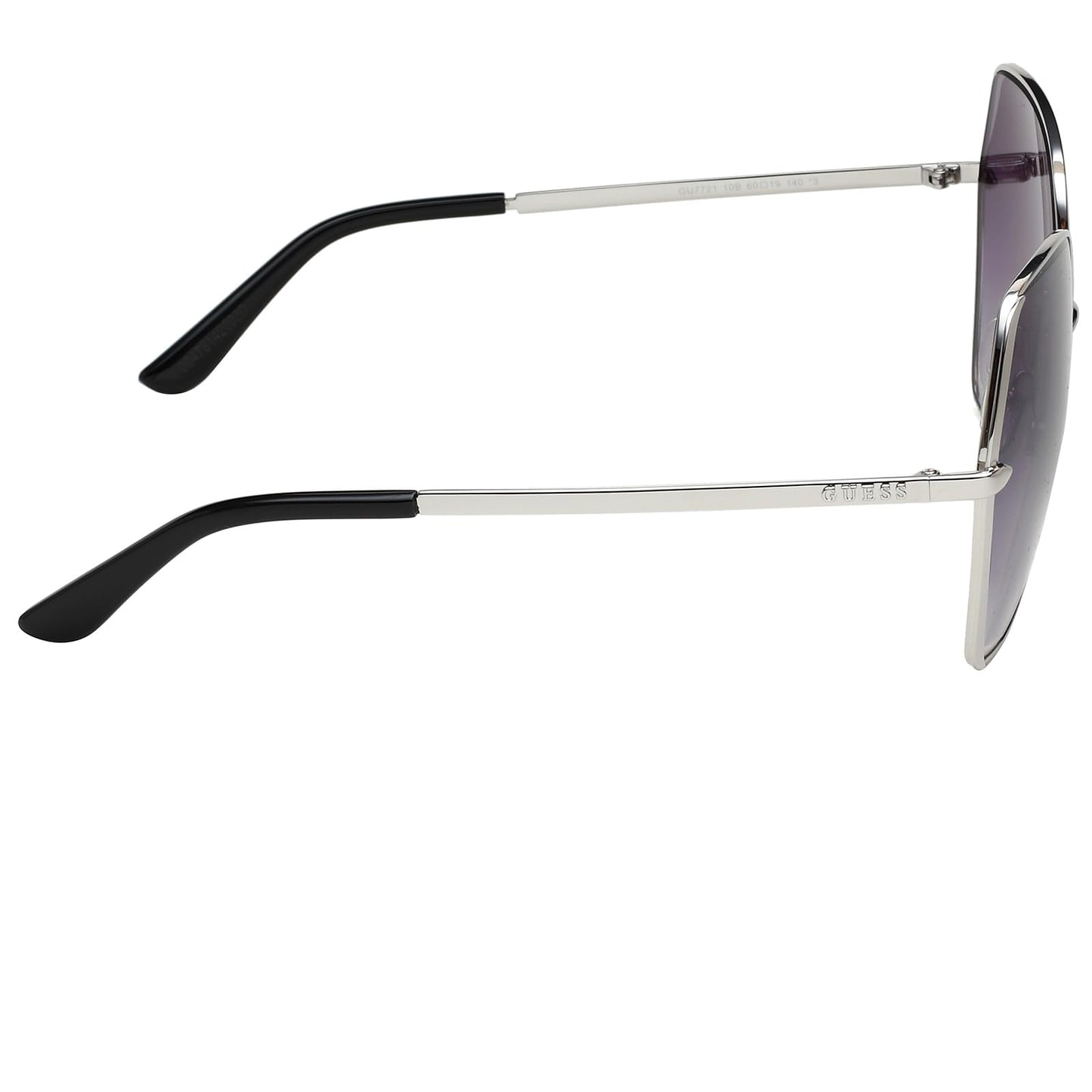 GUESS Women's Non-Polarized Hexagonal Sunglasses, Shiny Light Nickel Tin, 60, Grey, Large