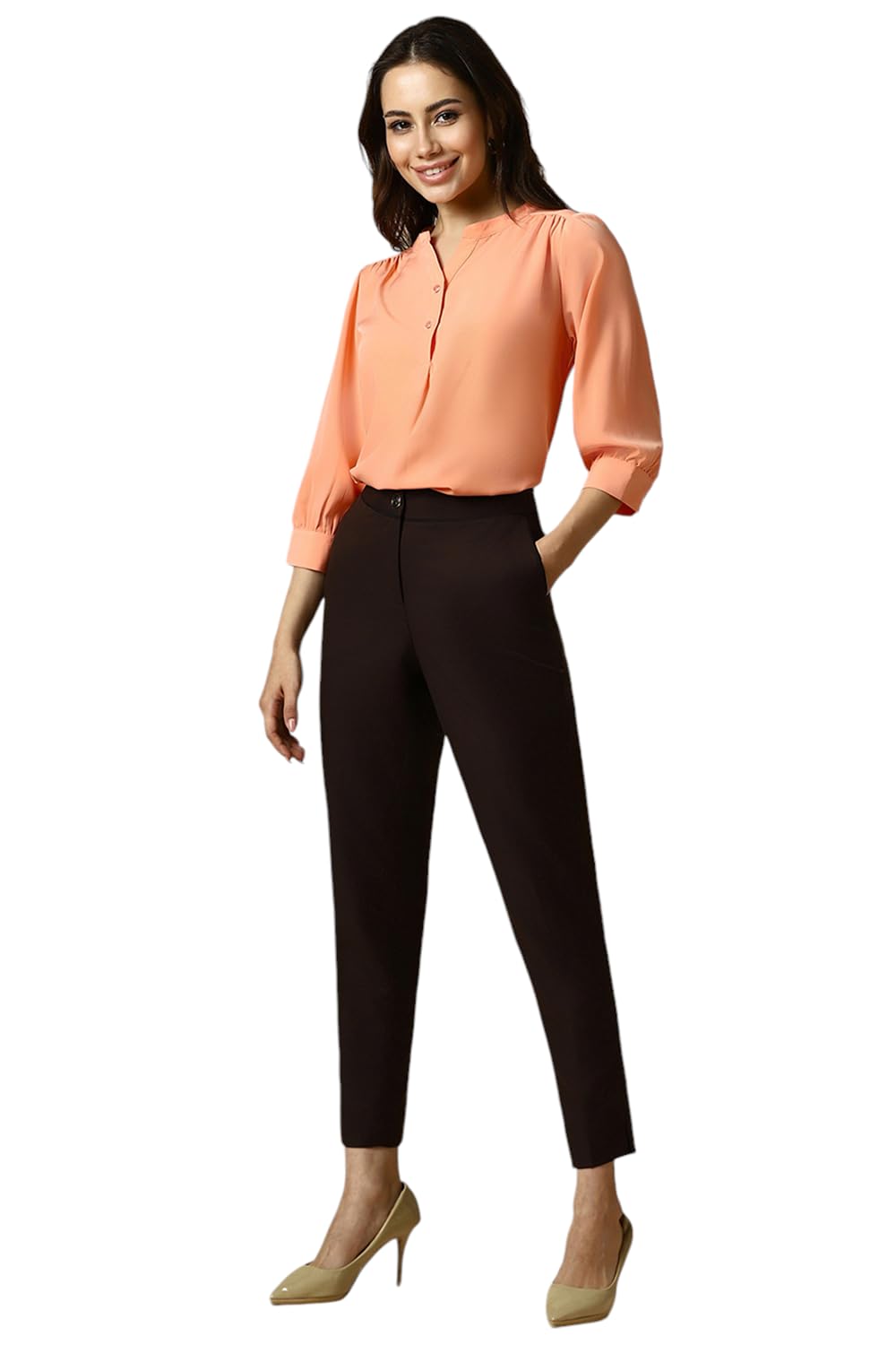 Allen Solly Women's Regular Fit Shirt (AHTSWRGFC88438_Pink