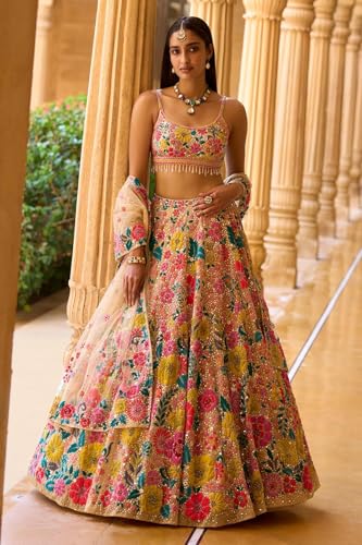AG Clothing Women's Georgette Semi Stitched Lehenga Choli With Dupatta, Designer Sequin Embroidery Work, Traditional Ethnic Wear Wedding Lehenga for Women