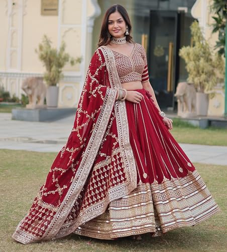Dresser Faux Georgette Embroidered Sequins Lehenga Choli For Women