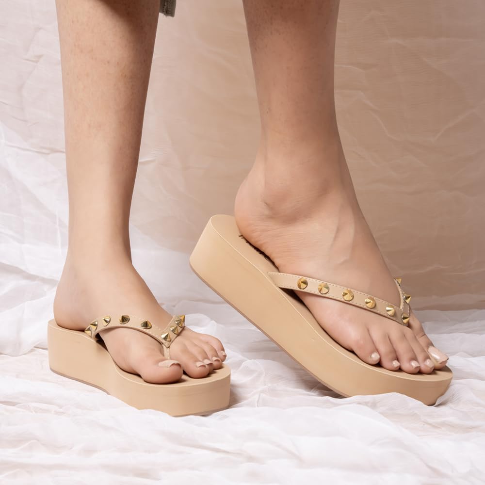 Indifeet - platform heel sandals for women, women's stylish platforms heels, women's latest flatforms wedges, woman comfortable flatform sandal, ladies wedge footwear, beige