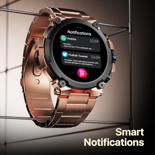 Fire-Boltt Dominian 36.3mm (1.43 inch) AMOLED Display, Stainless Steel Design, 466 * 466 px Resolution, Bluetooth Calling, Multiple Sports Modes, Health Mode, IP67, Weather Updates (Twilight Copper)
