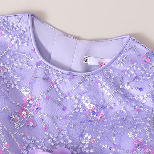 Hopscotch Girls Purple Full Sleeves Sequinned Floral Party Dress for Age (3-4 Years)