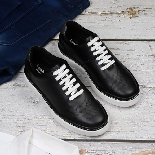 LOUIS STITCH Play Men's Egyptian Black Fashion Sneakers for Men All Day Comfortable Wear (SNK-FSD) (Size- 6 UK)