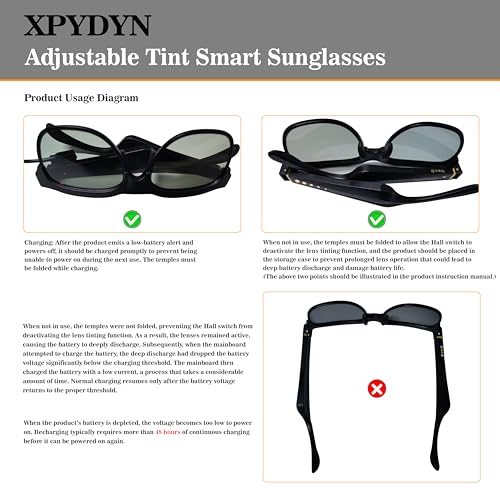XPYDYN Adjustable Tint Smart Glasses with Bluetooth & Built-in Audio for Driving, Travel, Fishing, Unisex
