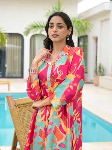 Divena Red Digital Printed Muslin Co-ord set