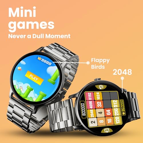 GOBOULT Dire Smartwatch: 1.38'' 2.5D Curved HD Display, BT Calling, 500 Nits Brightness, IP67, 250+ Watchfaces, 120+ Sports Modes, AI Voice Assistant, SpO2 Monitoring (Silver)