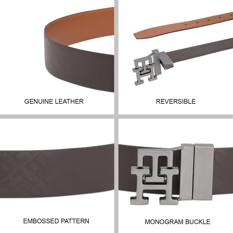 Tommy Hilfiger Men Dunmore Reversible Belt - Brown+Tan, XL 1.10M