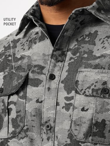 The Souled Store: Dark Mirage Men and Boys Long Sleeve Spread Collar Grey Abstract Print Cotton Blend Lightweight Everyday Office Wear Easy to Style Casual Relaxed Fit Shirt