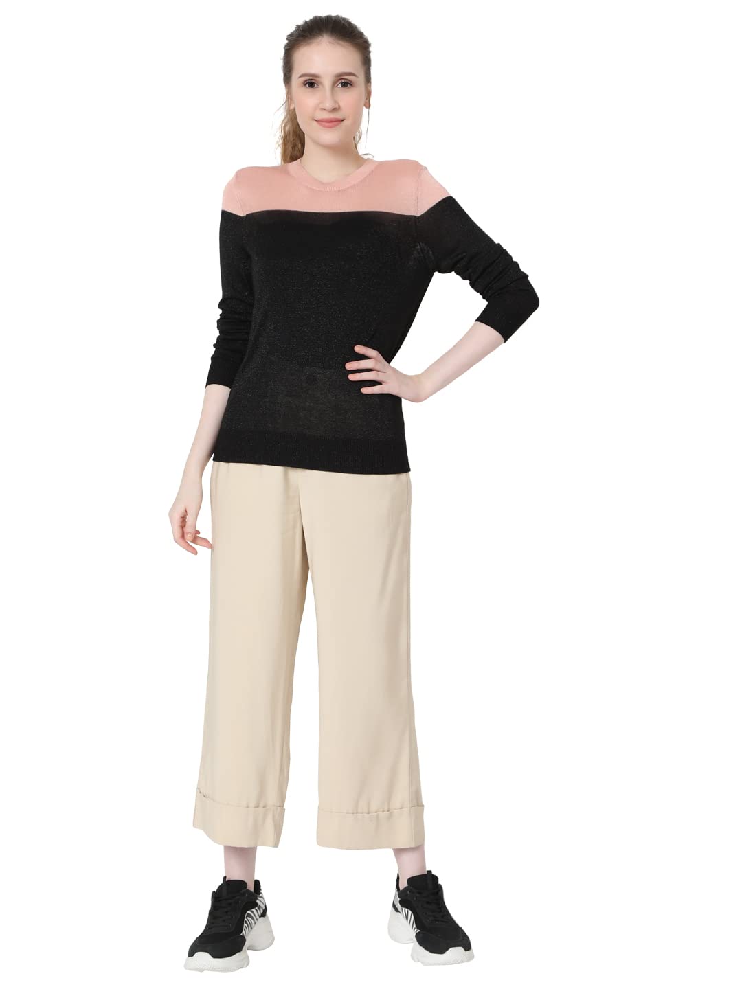 VERO MODA Women's Casual Viscose Sweater (1248129_Black_S)