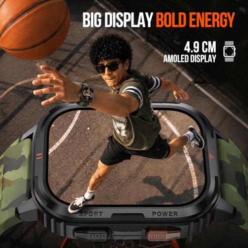 Fastrack Xtreme S Rugged Smart Watch with 1.93" AMOLED Square Display, BT Calling, 24/7 Health Suite, IP67, 60Hz Dynamic Refresh Rate, Vitality Index, Hydration Alert, Large Battery - Camo Green