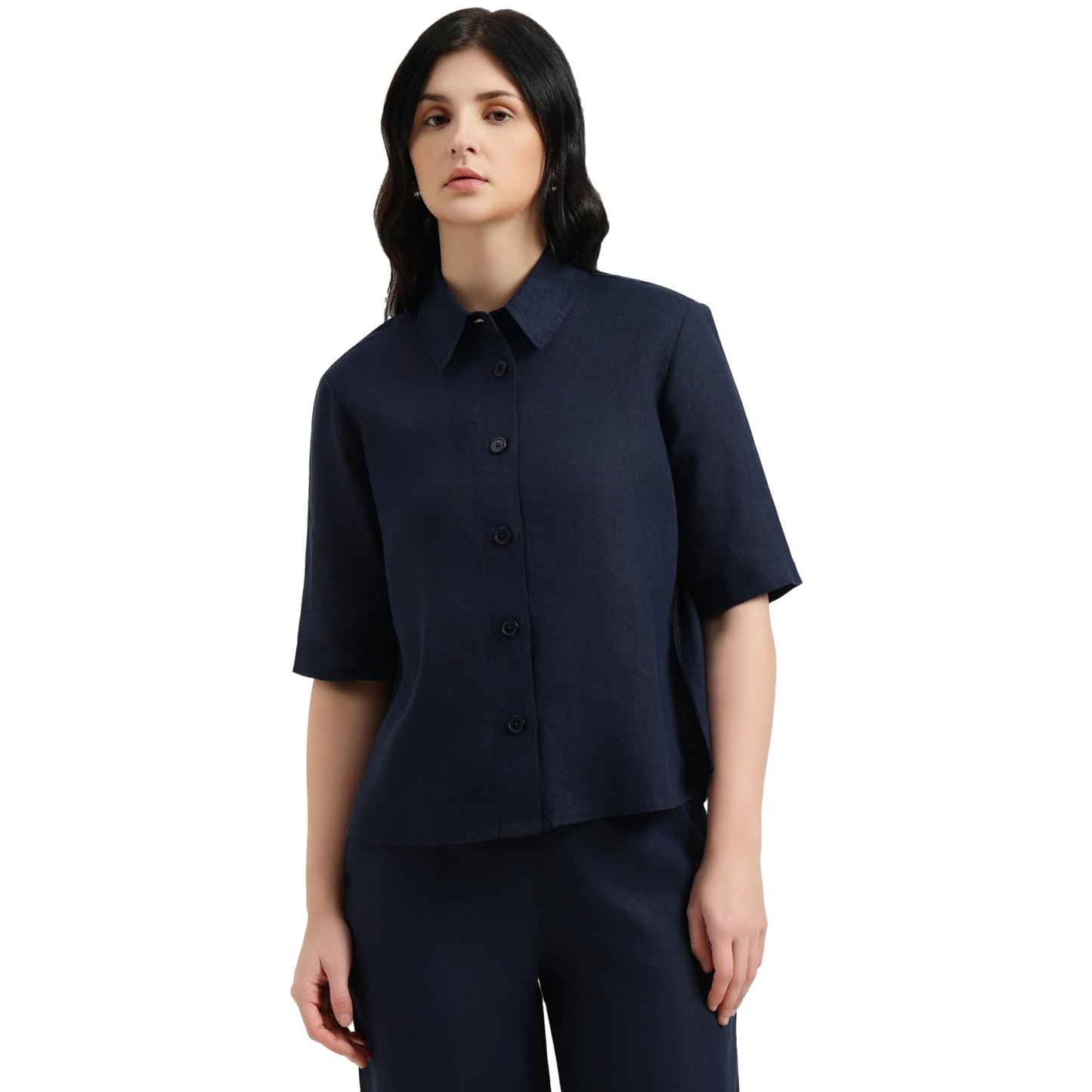 United Colors of Benetton Regular Fit Spread Collar Solid Shirt (Size : XS) - 26P5BML5QB75G016 Blue