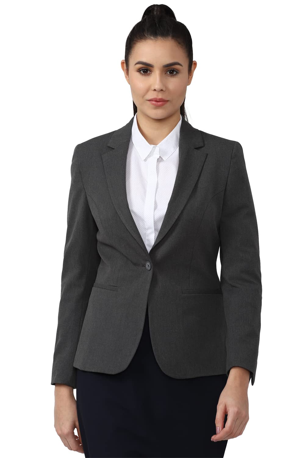 Van Heusen Women's Blazer,Full Sleeves Regular (VWBZCRGB232672_Grey_M)
