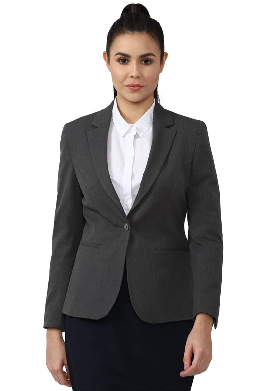 Van Heusen Women's Blazer,Full Sleeves Regular (VWBZCRGB232672_Grey_M)