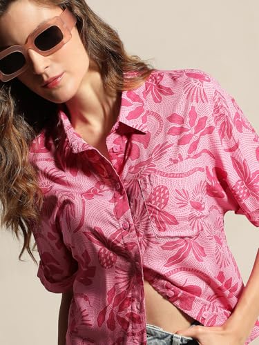VERO MODA Women's Regular Fit Pink Shirt