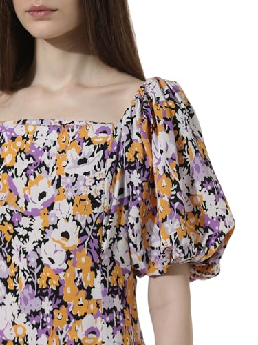 ONLY Women Printed Viscose Lavender Midi Dress