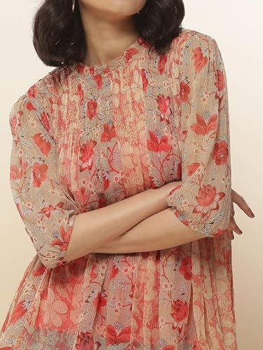 Label RITU KUMAR Red Botanic Print Top with Inner