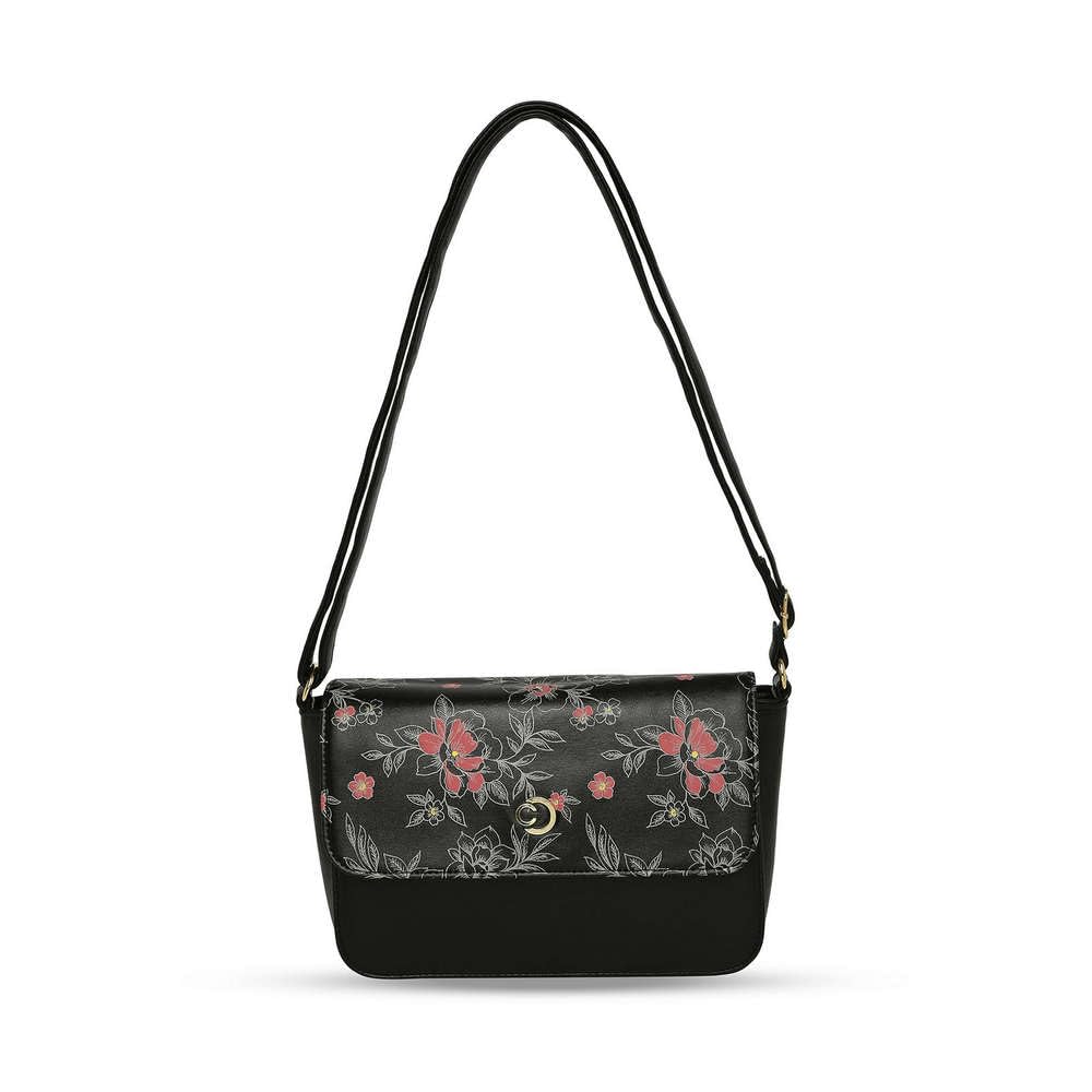 Caprese Snow Sling Small Black Printed Women's Handbag
